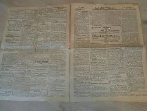 alte Zeitung , Rostocker Anzeiger , 11.12.1914 , Rostock in Mecklenburg , Flieger in Freiburg ,viel Reklame / Werbung !!