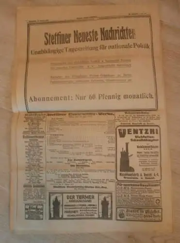 alte Zeitung: Stettiner Neueste Nachrichten , 16.10.1915 , Stettin in Pommern , viel Reklame / Werbung !!!