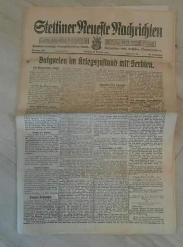 alte Zeitung: Stettiner Neueste Nachrichten , 15.10.1915 , Stettin in Pommern , Krieg ,viel Reklame / Werbung !!!