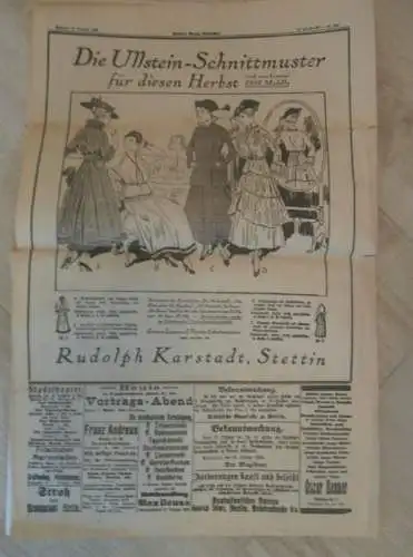 alte Zeitung: Stettiner Neueste Nachrichten , 15.10.1915 , Stettin in Pommern , Krieg ,viel Reklame / Werbung !!!