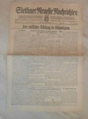 alte Zeitung: Stettiner Neueste Nachrichten , 3.09.1915 , Stettin in Pommern , Galizien , viel Reklame / Werbung !!!