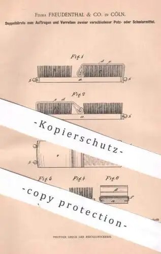original Patent - Fa. Freudenthal & Co. Köln / Rhein | 1902 | Doppelbürste | Bürste , Bürsten , Borsten | Reinigung