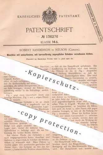 original Patent - Robert Sanderson , Nelson , Canada , Kanada , 1901 , Maschine mit umlaufendem Kolben | Motoren , Motor