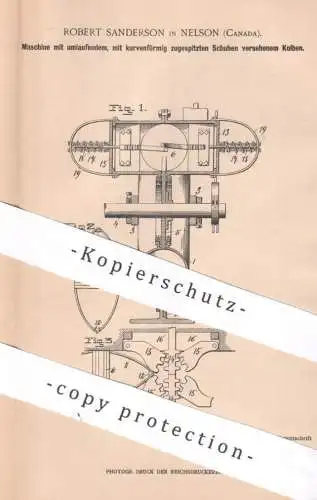 original Patent - Robert Sanderson , Nelson , Canada , Kanada , 1901 , Maschine mit umlaufendem Kolben | Motoren , Motor