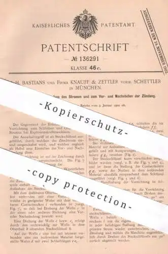 original Patent - J. H. Bastians u. Fa. Knauff & Zettler , vorm. Schettler , München | 1902 | Zündung an Motoren | Motor