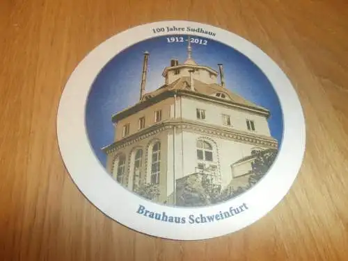 alter Bierdeckel , Brauerei Schweinfurt , Brauhaus , 100 Jahre Sudhaus , 1912-2012 , Bier , rar !!!