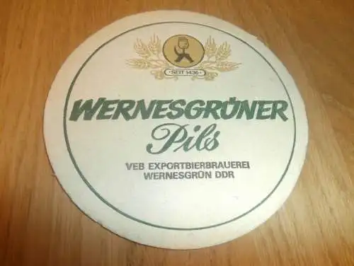 alter Bierdeckel , Brauerei Wernesgrün / Steinberg  , DDR , VEB , Wernesgrüner Pils , Bier , rar !!!