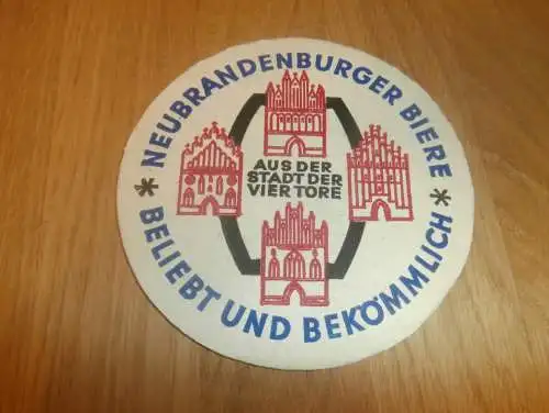 alter Bierdeckel , Brauerei Neubrandenburg , DDR , Bier , rar , Mecklenburg !!!