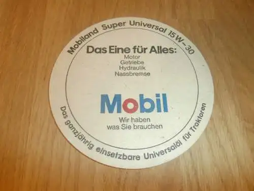alter Bierdeckel , Mobil Oel 15W30 , Traktor , Oldtimer , Mobiland , Öl , Landwirtschaft , Castrol , Agra , rar !!!