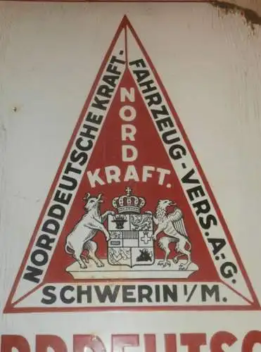 original Emailschild - Norddeutsche Kraft-Fahrzeug Versicherung AG - Schwerin in Mecklenburg , RAR , 590x380 mm !!!