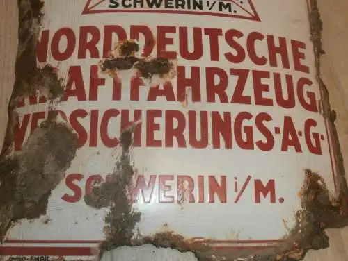 original Emailschild - Norddeutsche Kraft-Fahrzeug Versicherung AG - Schwerin in Mecklenburg , RAR , 590x380 mm !!!
