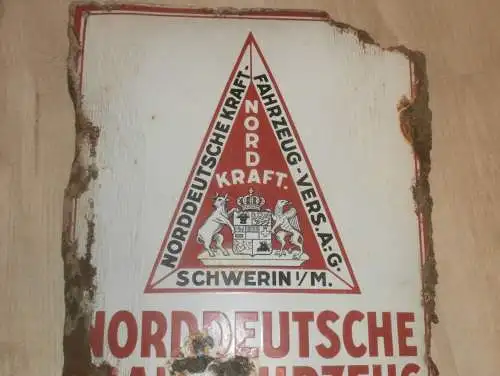 original Emailschild - Norddeutsche Kraft-Fahrzeug Versicherung AG - Schwerin in Mecklenburg , RAR , 590x380 mm !!!