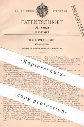 original Patent - H. C. Reimers , Kiel , 1902 | Wechselgetriebe | Getriebe , Kraftmaschine , Motor , Motoren , Kupplung