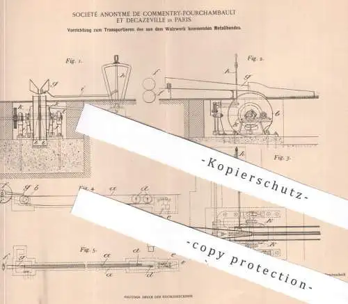 original Patent - Société Anonyme de Commentry Fourchambault et Decazeville , Paris , Frankreich | 1901 | Walze , Walzen