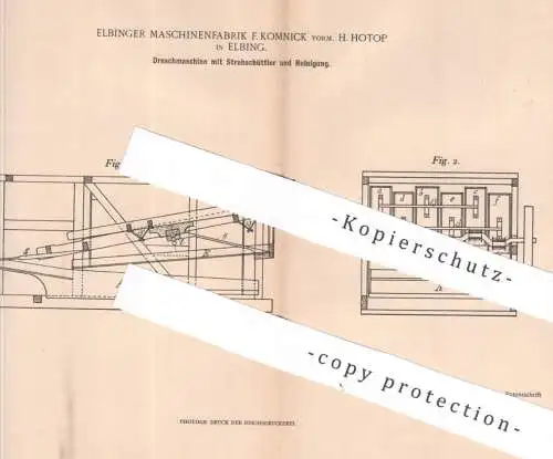 original Patent - Elbinger Maschinenfabrik F. Komnick vorm. H. Hotop , Elbing | 1902 | Dreschmaschine mit Strohschüttler