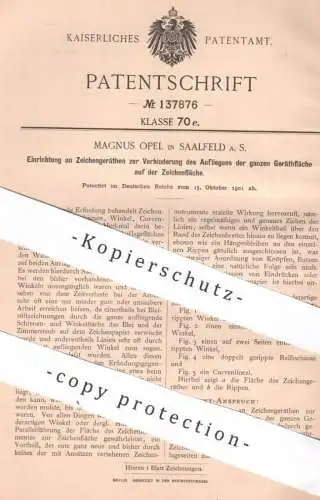 original Patent - Magnus Opel , Saalfeld | 1901 | Zeichengerät | Zeichnen , Reißschiene , Winkel , Lineal | Geometrie