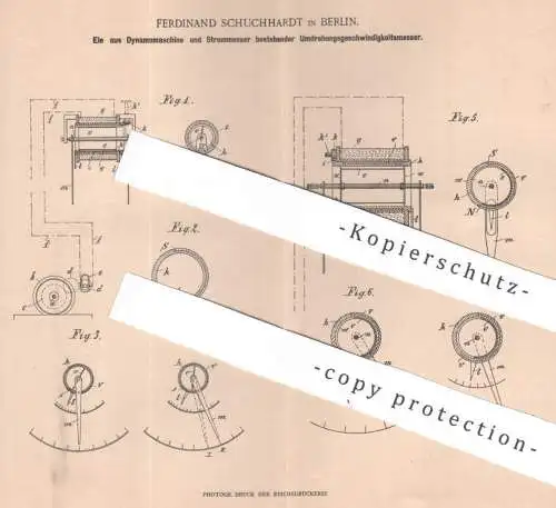original Patent - Ferdinand  Schuchhardt , Berlin 1901 , Umdrehungsgeschwindigkeitsmesser | Dynamo , Strommesser | Strom