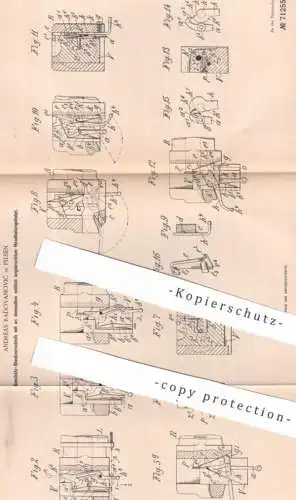 original Patent - Andreas Radovanović , Pilsen , 1892 , Geschütz Blockverschluss | Waffen , Waffe , Gewehr , Feuerwaffen