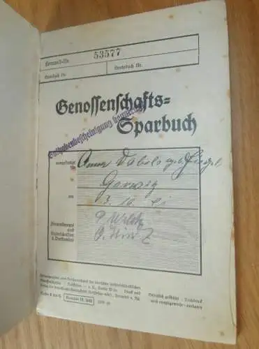 altes Sparbuch Garwitz / Lewitzrand , 1941 - 1947 , Emma Dabels in Garwitz / Klinken i. Mecklenburg , Sparkasse , Bank