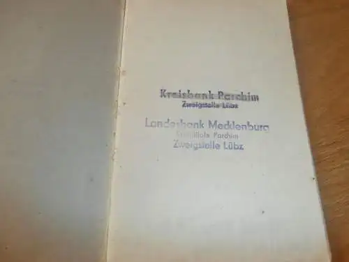 altes Sparbuch Parchim / Lübz , 1947 - 1948 , Behelfsheim Katharina Meyer - Rienecker i. Mecklenburg , Sparkasse , Bank