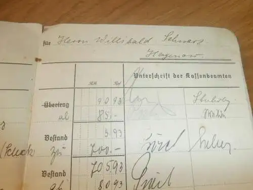 altes Sparbuch Hagenow , 1940 -  April 1945 , Willibald Schwarz in Hagenow i. Mecklenburg , Sparkasse , Bank !!