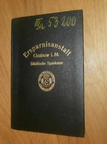 altes Sparbuch Grabow , 1927 - 1942 , Hans Ferdinand Gahrtz in Bergedorf b. Hamburg ,Mecklenburg , Sparkasse , Bank !!