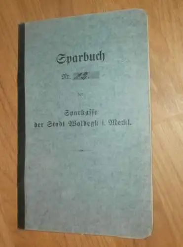 altes Sparbuch Woldegk , 1928 - April 1945 , Karl Nehrenst in Woldegk i. Mecklenburg Sparkasse , Bank !!