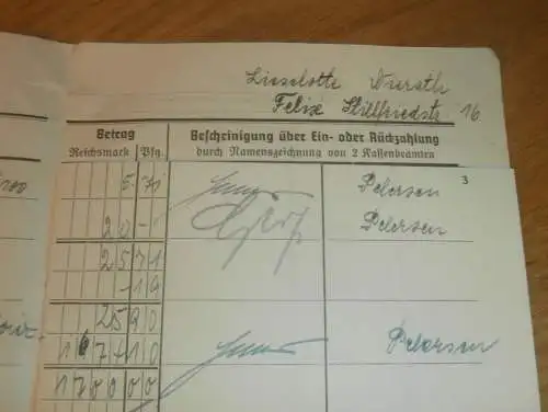 altes Sparbuch Rostock , 1942 - 1944 , Lieselotte Nierath in Rostock i. Mecklenburg , Sparkasse , Bank !!!