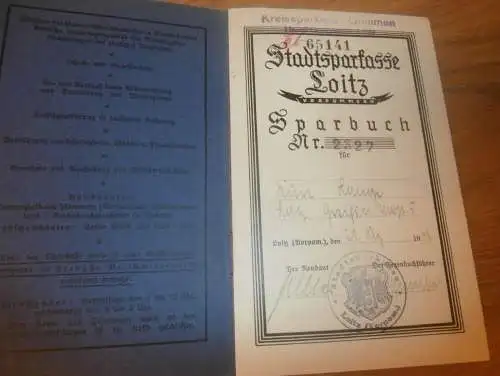 altes Sparbuch Loitz / Grimmen ,1942 - 1944, Kurt Lange in Loitz i. Mecklenburg , Sparkasse , Bank !!!
