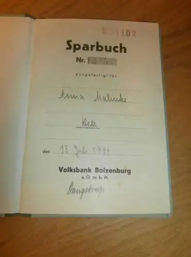 altes Sparbuch ,1944 - 1950 , Anna Mahnke in Boizenburg i. Mecklenburg , Sparkasse , Bank !!!