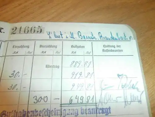 altes Sparbuch ,1943 - 1946 , Ludwigslust , Martha Nowarre geb. Pollesche , Mecklenburg , Sparkasse , Bank !!!