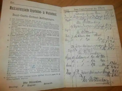 altes Sparbuch ,1896-1909 , Ludwigslust i. Mecklenburg , A. Hinrichs , Schlossermeister , Sparkasse , Bank !!!