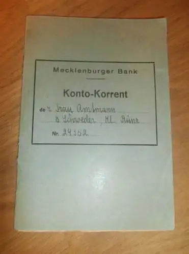 altes Sparbuch , Klein Rünz b. Rehna , 1944 - 1945 , Fr. Amtmann b. Schroeder , Sparkasse , Bank , Mecklenburg !!!