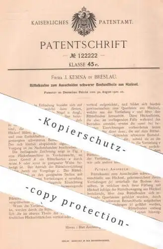 original Patent - J. Kemna , Breslau , Polen , 1900 , Rüttelkasten , Häckselmaschine | Häcksel , Landwirtschaft