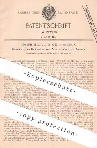 original Patent - Joseph Ernoult & Cie. , Roubaix , Frankreich , 1900 , Bedrucken von Faserband u. Garn | Druck , Stoff