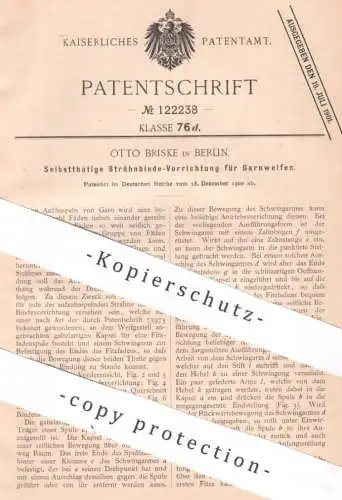 original Patent - Otto Briske , Berlin , 1900 , Strähnbinde - Vorrichtung für Garnweifen | Garn , Garne , Wolle , Faden