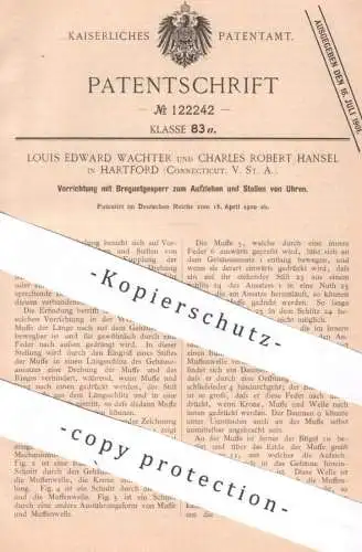 original Patent - Louis Edward Wachter , Charles Robert Hansel , Hartford Connecticut USA | Uhr , Uhren | Breguetgesperr