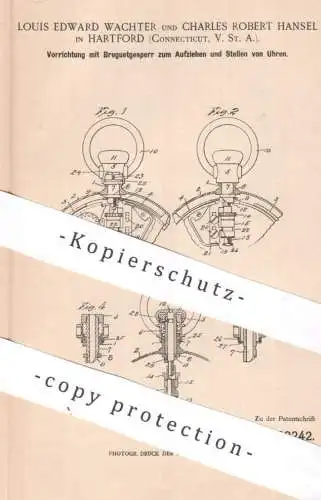 original Patent - Louis Edward Wachter , Charles Robert Hansel , Hartford Connecticut USA | Uhr , Uhren | Breguetgesperr
