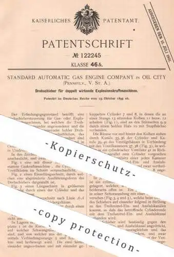 original Patent - Standard Automatic Gas Engine Comp. Oil City , Pennsylvania , USA | Drehschieber für Gasmotor | Motor