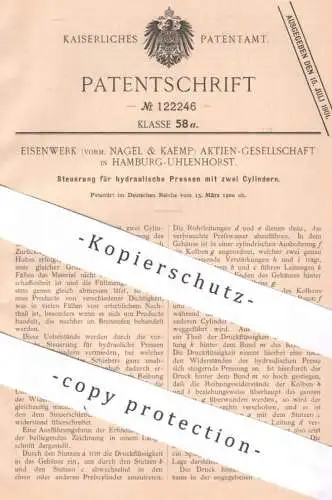 original Patent - Eisenwerk AG , vormals Nagel & Kamp , Hamburg / Uhlenhorst | 1900 | Steuerung für hydraulische Pressen