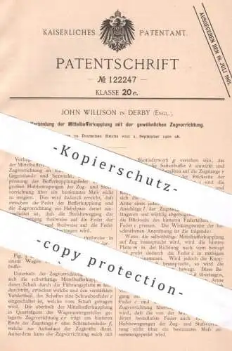 original Patent - John Willison , Derby , England , 1900 , Mittelbufferkupplung | Buffer , Kupplung | Eisenbahn , Bahn