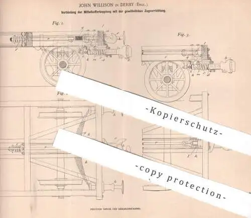 original Patent - John Willison , Derby , England , 1900 , Mittelbufferkupplung | Buffer , Kupplung | Eisenbahn , Bahn