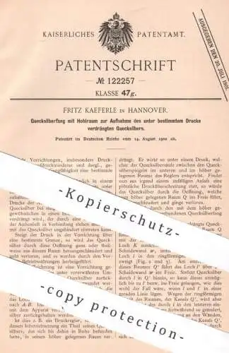 original Patent - Fritz Kaeferle , Hannover 1900 | Quecksilberfang | Quecksilber | Druckregler Dampfdruck Dampfmaschine