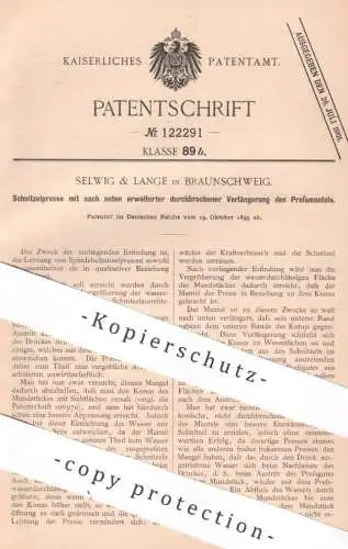 original Patent - Selwig & Lange , Braunschweig , 1899 , Schnitzelpresse | Presse , Pressen | Spindel !!