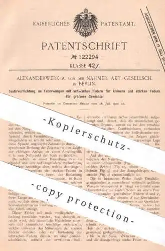 original Patent - Alexanderwerk A. von der Nahmer AG Berlin | 1900 | Justiervorrichtung an Federwaage | Waage , Waagen !