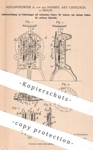 original Patent - Alexanderwerk A. von der Nahmer AG Berlin | 1900 | Justiervorrichtung an Federwaage | Waage , Waagen !