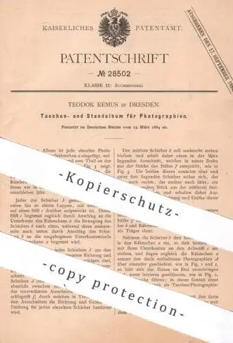 original Patent - Teodor Remus , Dresden , 1884 , Taschenalbum & Standalbum für Fotos | Album , Fotoalbum , Alben , Bild