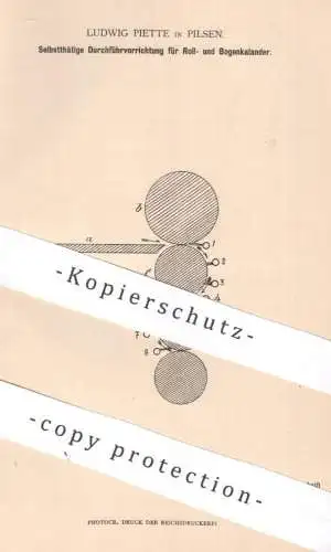 original Patent - Ludwig Piette , Pilsen , 1884 , Durchführung für Rollkalender u. Bogenkalender | Papier Kalender Blatt