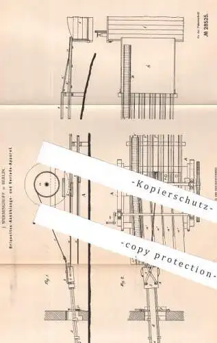 original Patent - J. Werminghoff , Berlin , 1883 , Apparat zum Abkühlen u. Verladen von Briquettes | Brikett Kohle Koks