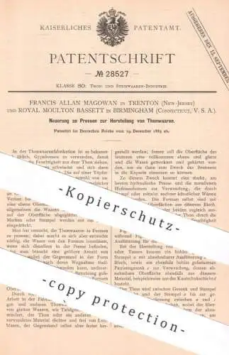 original Patent - Francis Allan Magowan , Trenton | Royal Moulton Bassett , Birmingham , USA | 1883 | Tonwaren | Ton